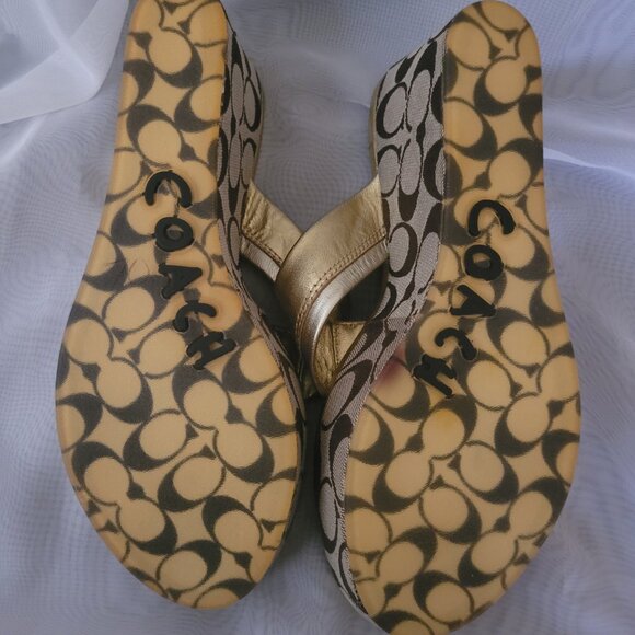 Coach Metallic Gold Women's Sandals - Picture 8 of 12